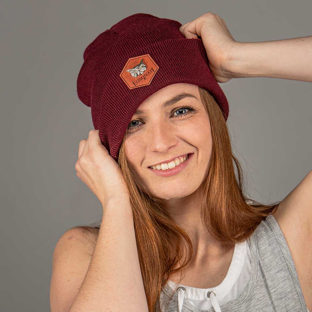 Beanie Classic Label - Burgundy - vegan