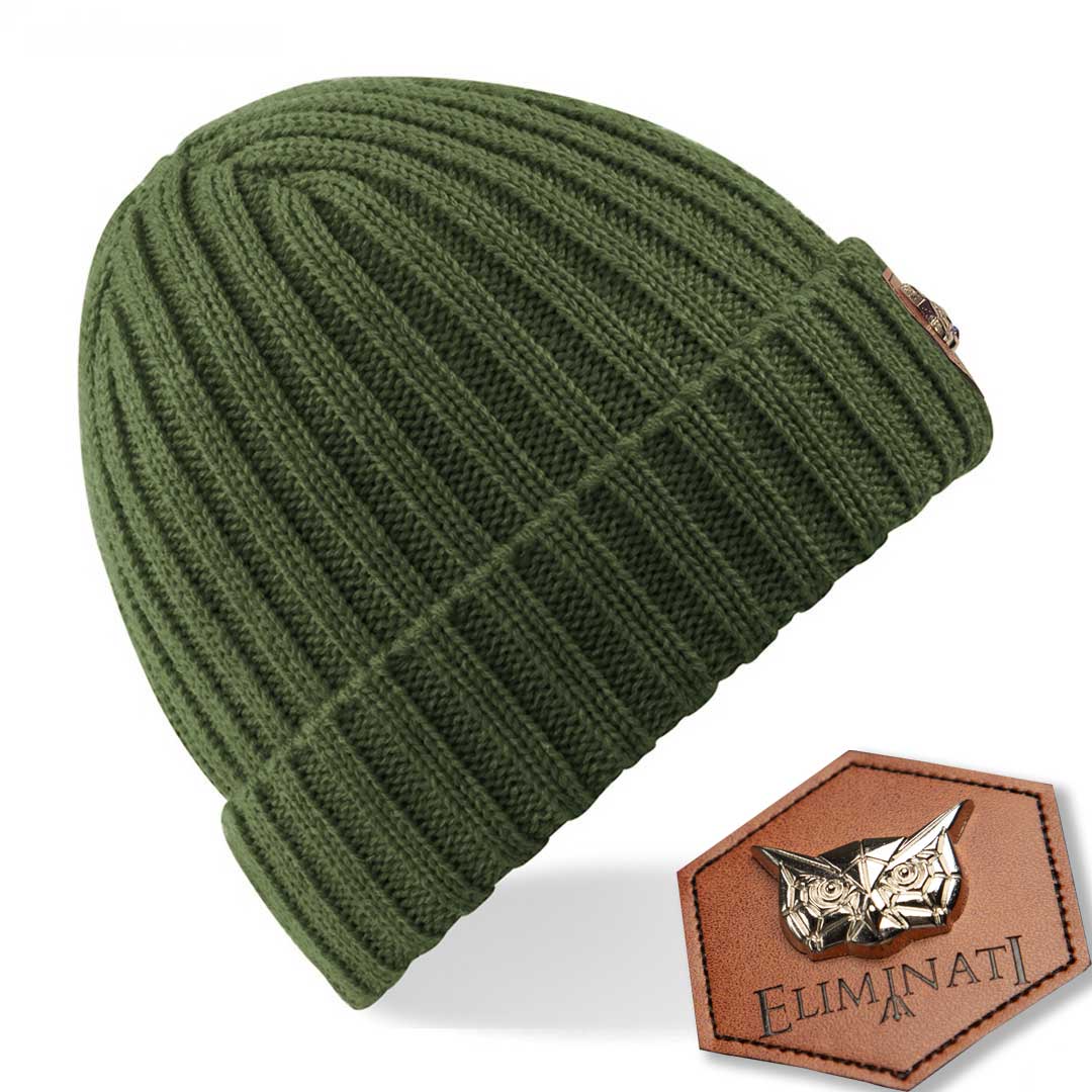 Beanie Classic Label -MossRib - vegan 