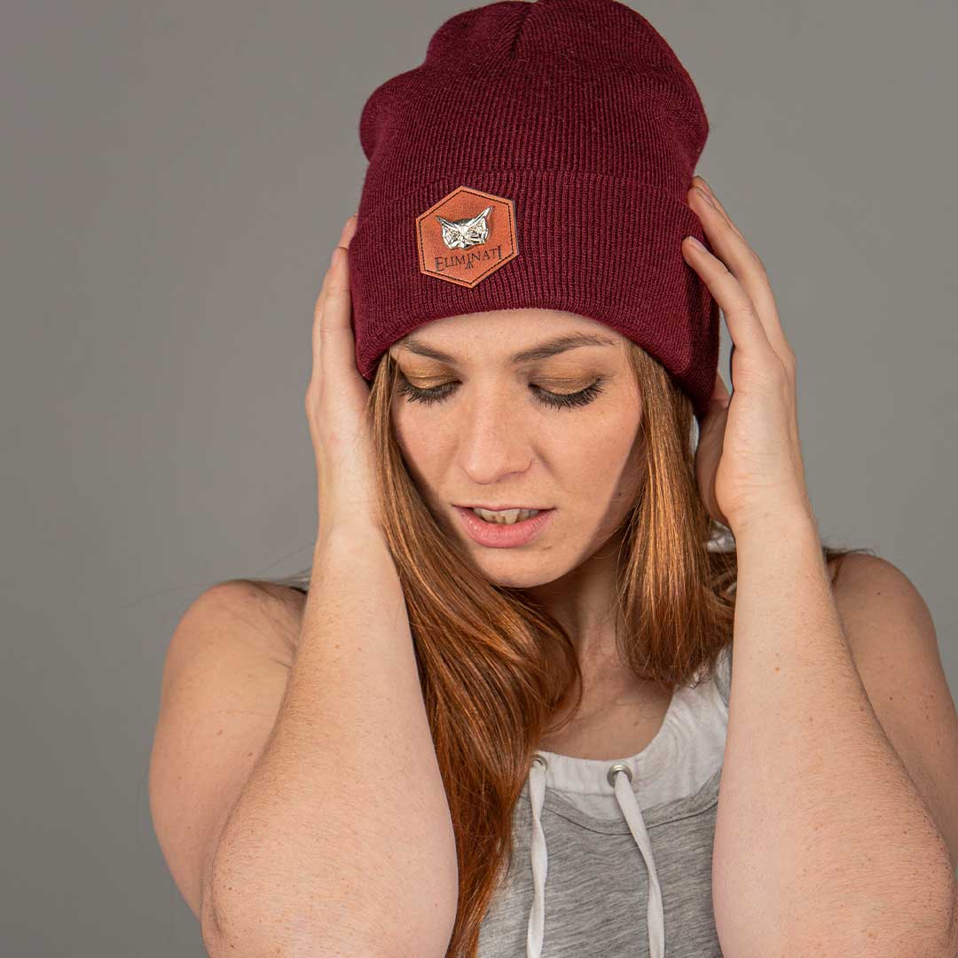 Beanie Classic Label - Burgundy - vegan